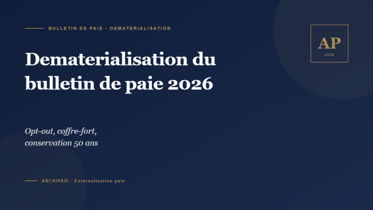 Dematerialisation du bulletin de paie 2026 coffre-fort - Archipaie